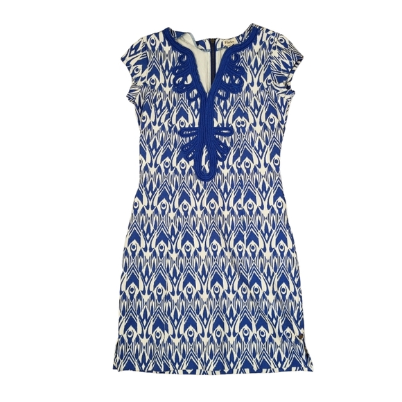 Hatley cap sleeve ikat print shift dress blue white small - Picture 12 of 13